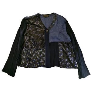 NWT SPENCER ALEXIS Floral Embroidery Mix Media Patchwork Top Jacket Size 10‎